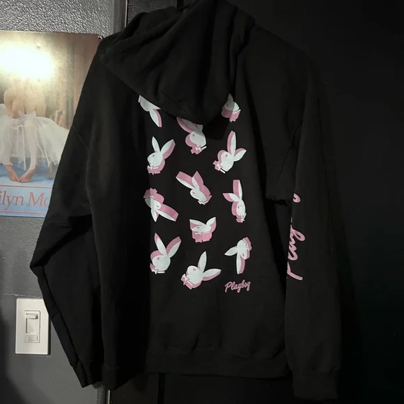 Playboy Black Hoodie with pink logos - Picture 4 of 5